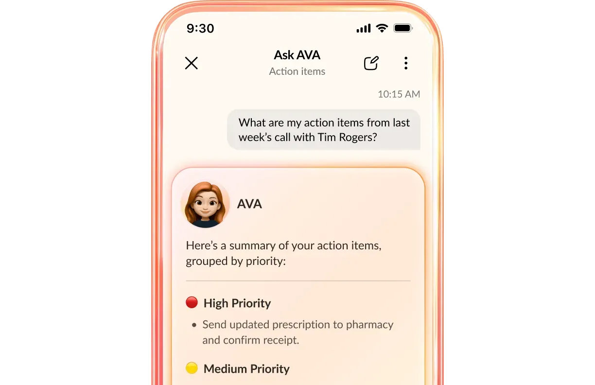 AI-generated coaching insights showing patient feedback on medical staff and quality of patient care.
