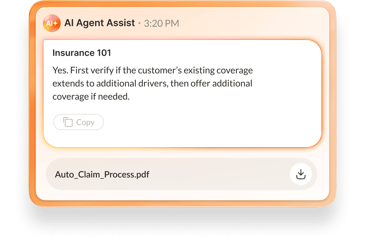 A customer support agent using RingCentral’s AI assist