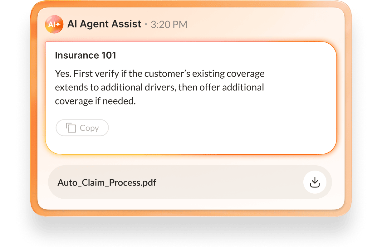 A customer support agent using RingCentral’s AI assist
