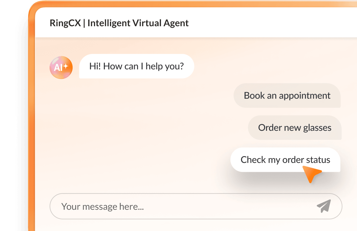 A customer checking the status of her order through RingCX IVA