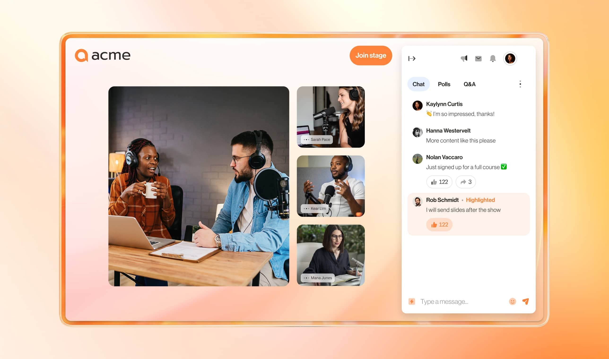 An image of showing the chat feature on RingCentral Events platform